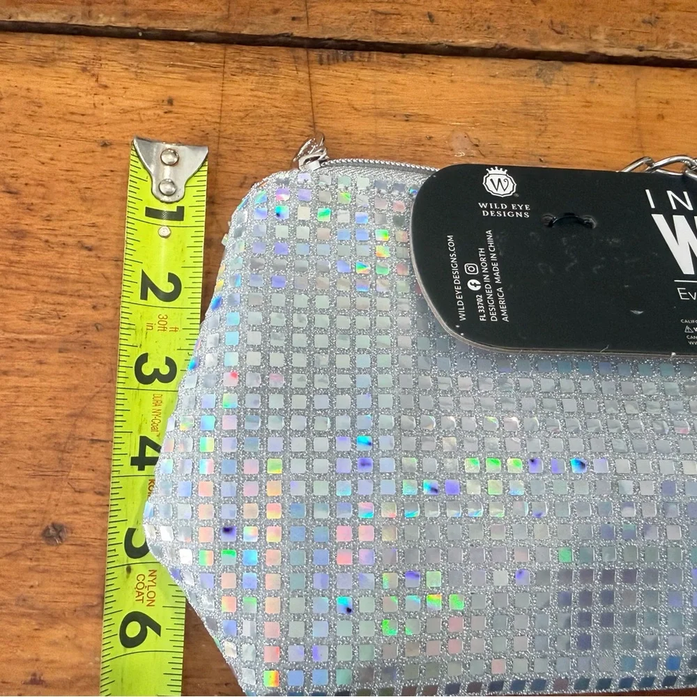 Insulated Silver Sparkle Wine Bag High Heel Bottle Stop Disco Ball Effect